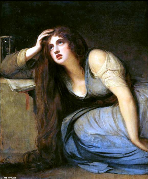WikiOO.org - Enciklopedija dailės - Tapyba, meno kuriniai George Romney - Lady Hamilton as The Magdalene
