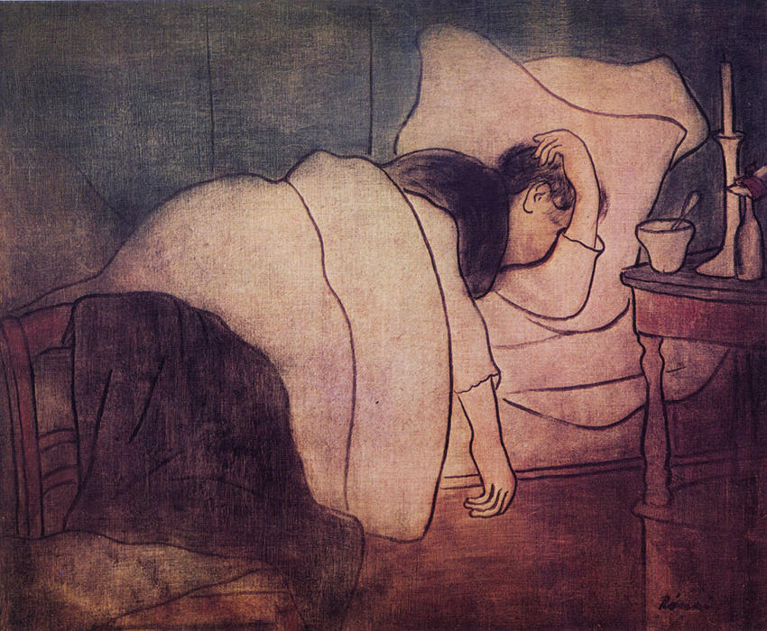 WikiOO.org - Enciclopédia das Belas Artes - Pintura, Arte por Jozsef Rippl Ronai - Lady in bed
