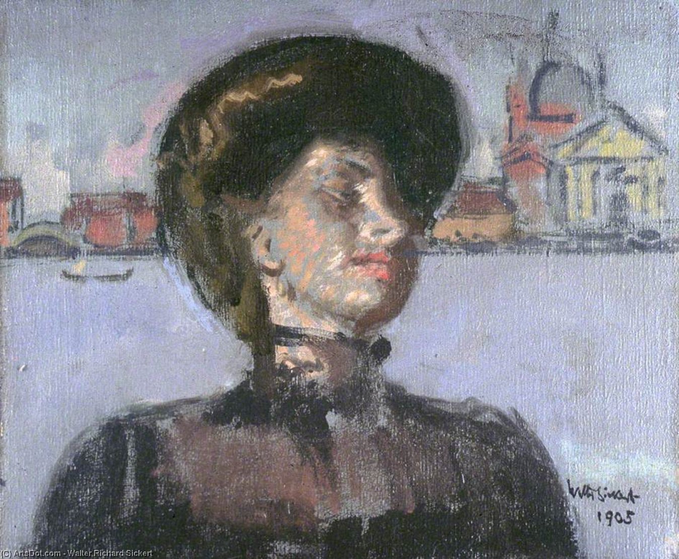 Wikioo.org – L'Encyclopédie des Beaux Arts - Peinture, Oeuvre de Walter Richard Sickert - la dame dans  au  gondole