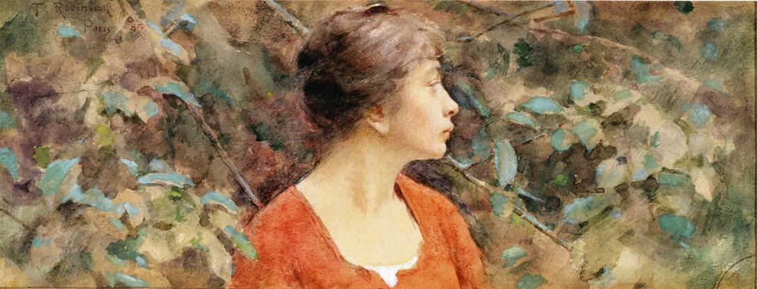 Wikioo.org - The Encyclopedia of Fine Arts - Painting, Artwork by Theodore Robinson - Lady in Red