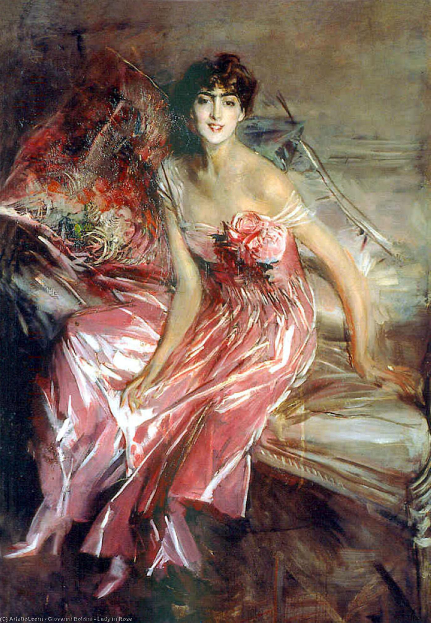 Wikioo.org – La Enciclopedia de las Bellas Artes - Pintura, Obras de arte de Giovanni Boldini - señora en rose