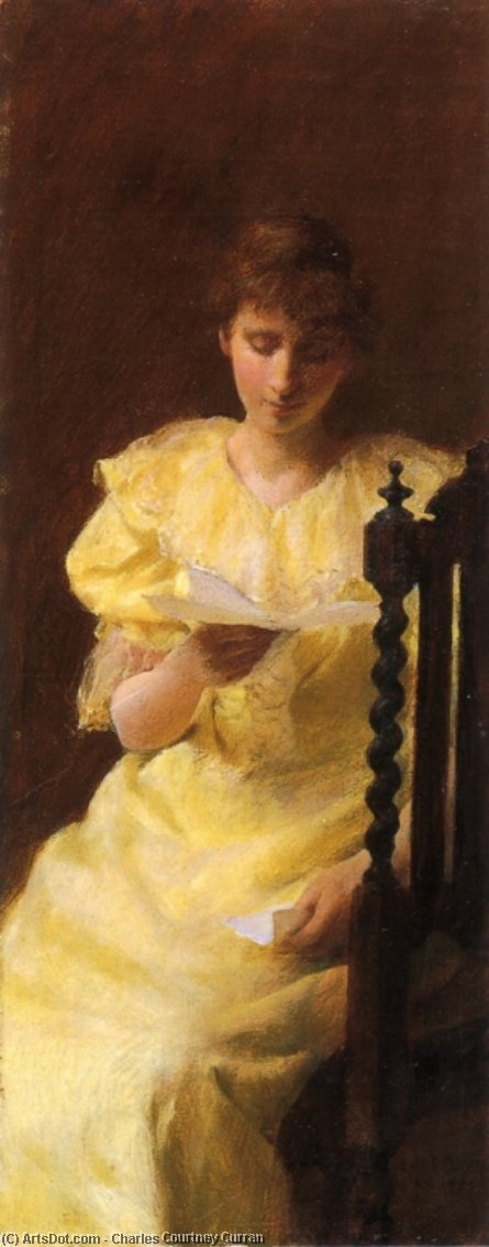 WikiOO.org – 美術百科全書 - 繪畫，作品 Charles Courtney Curran -  女士 在  黄色