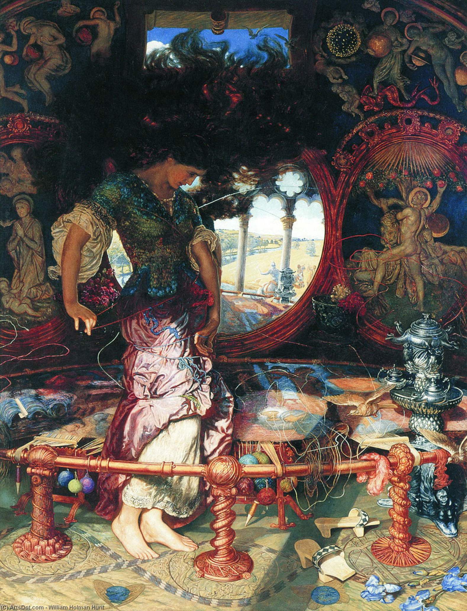 Wikioo.org - The Encyclopedia of Fine Arts - Painting, Artwork by William Holman Hunt - The Lady of Shalott