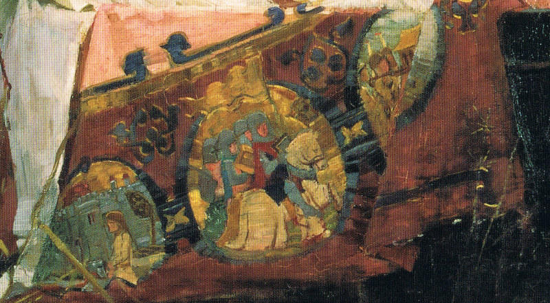 Wikioo.org - Die Enzyklopädie bildender Kunst - Malerei, Kunstwerk von John William Waterhouse - die dame of Shalott ( ausschnitt , boden )