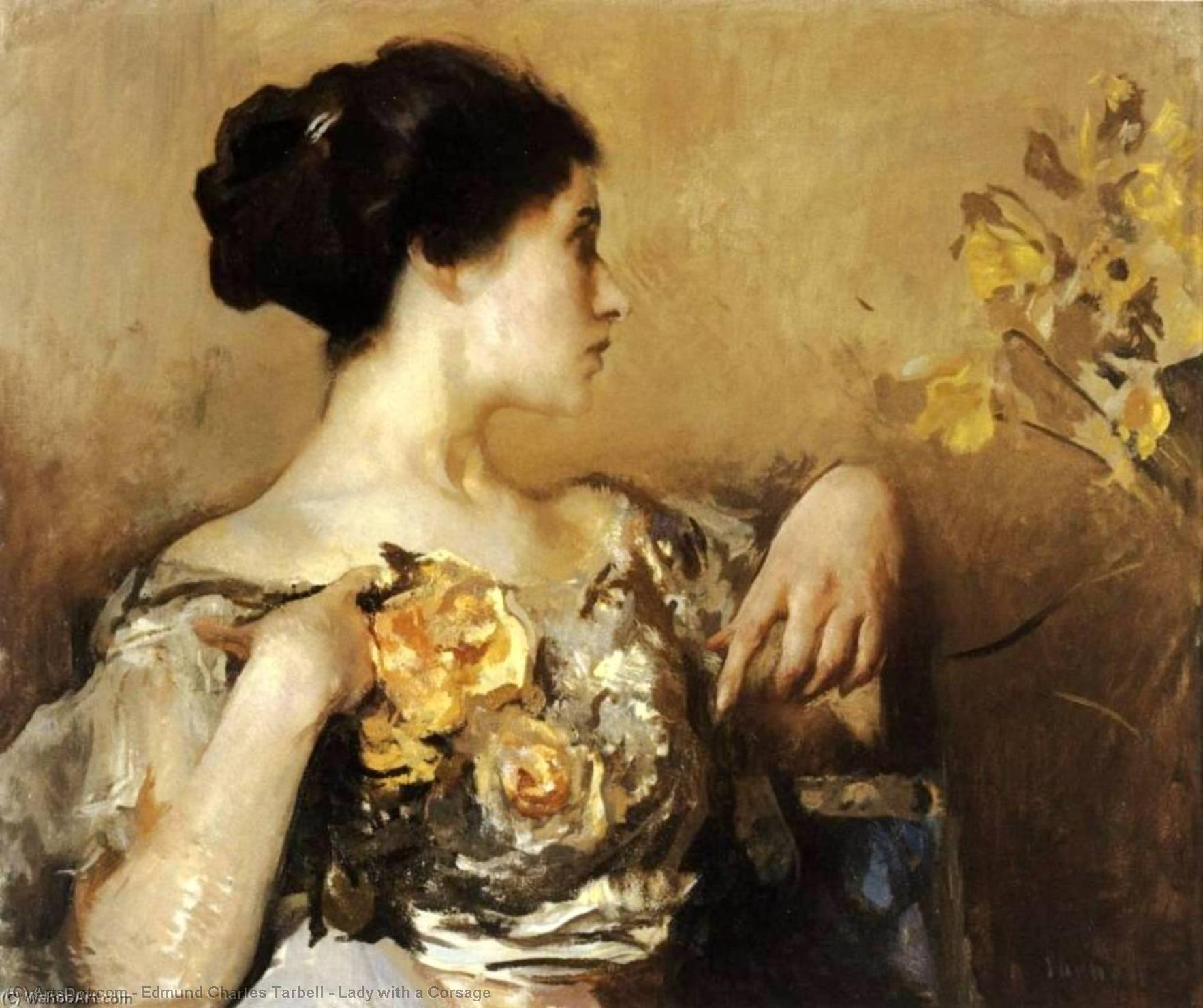 Wikioo.org - The Encyclopedia of Fine Arts - Painting, Artwork by Edmund Charles Tarbell - Lady with a Corsage