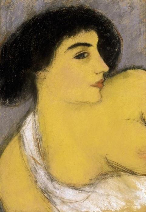 Wikioo.org - The Encyclopedia of Fine Arts - Painting, Artwork by Jozsef Rippl Ronai - Lady with De'colette