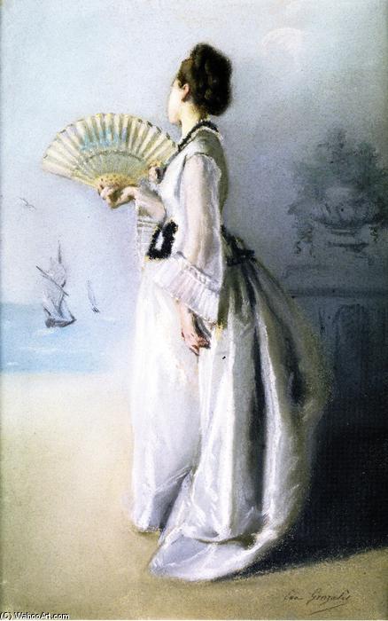 Wikioo.org - The Encyclopedia of Fine Arts - Painting, Artwork by Eva Gonzales - Lady with a Fan