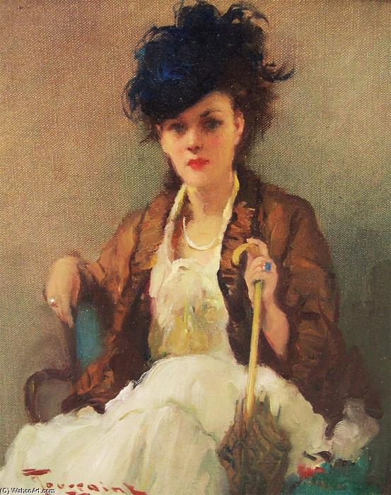 Wikioo.org - The Encyclopedia of Fine Arts - Painting, Artwork by Fernand Toussaint - Lady with Parasol