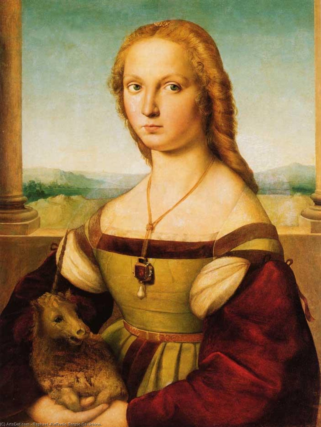 Wikioo.org - Die Enzyklopädie bildender Kunst - Malerei, Kunstwerk von Raphael (Raffaello Sanzio Da Urbino) - Dame mit einem Einhorn