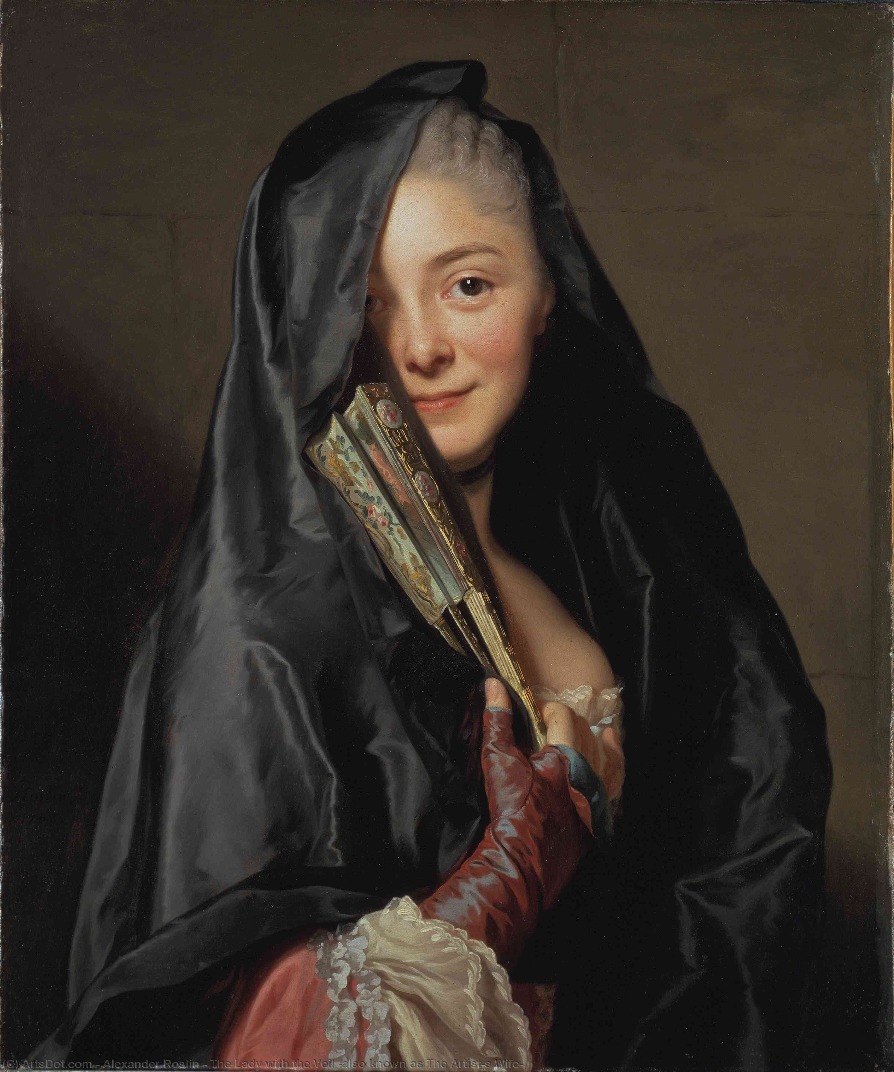Wikioo.org - The Encyclopedia of Fine Arts - Painting, Artwork by Alexander Roslin - The Lady with the Veil (also known as The Artist's Wife)