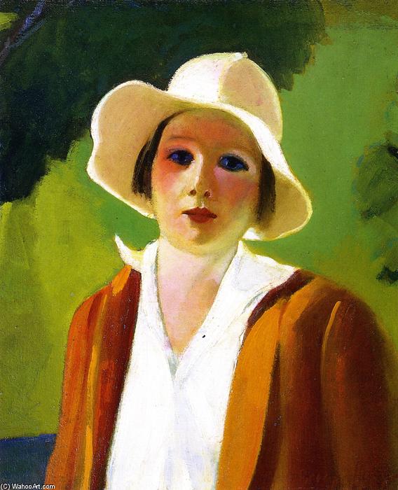 Wikioo.org - The Encyclopedia of Fine Arts - Painting, Artwork by George Benjamin Luks - Lady with White Hat