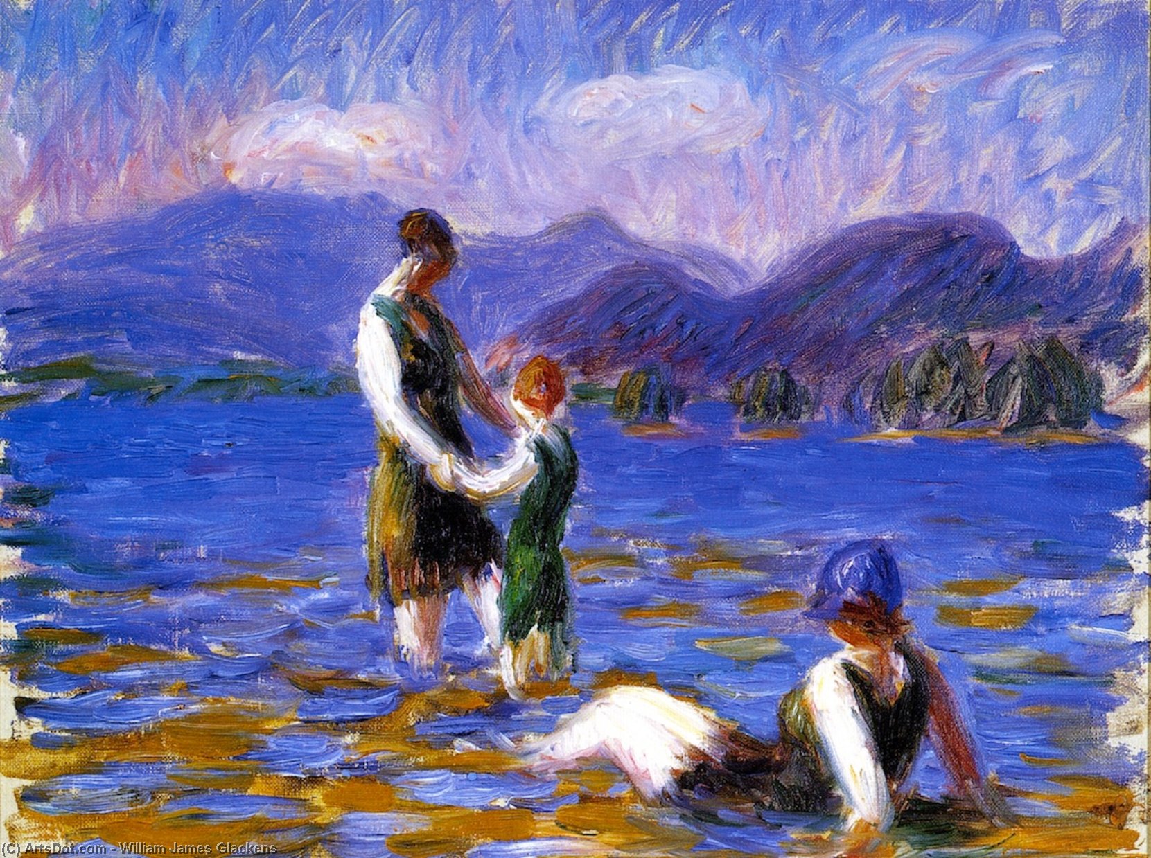 WikiOO.org - Εγκυκλοπαίδεια Καλών Τεχνών - Ζωγραφική, έργα τέχνης William James Glackens - Lake Bathers