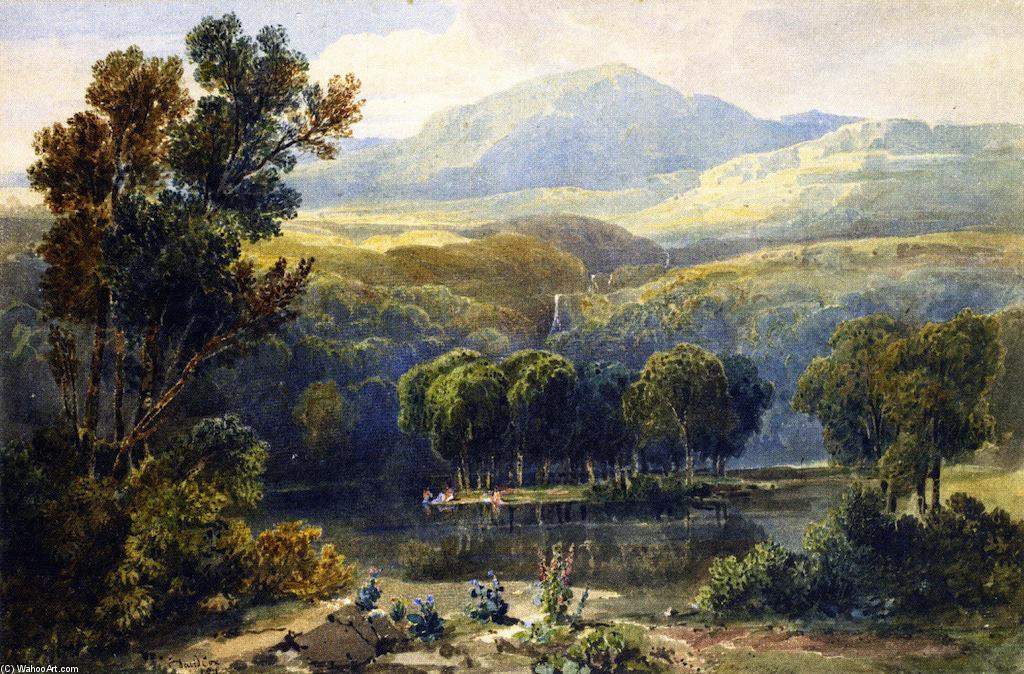 Wikioo.org - The Encyclopedia of Fine Arts - Painting, Artwork by David Cox - Lake Scene, North Wales