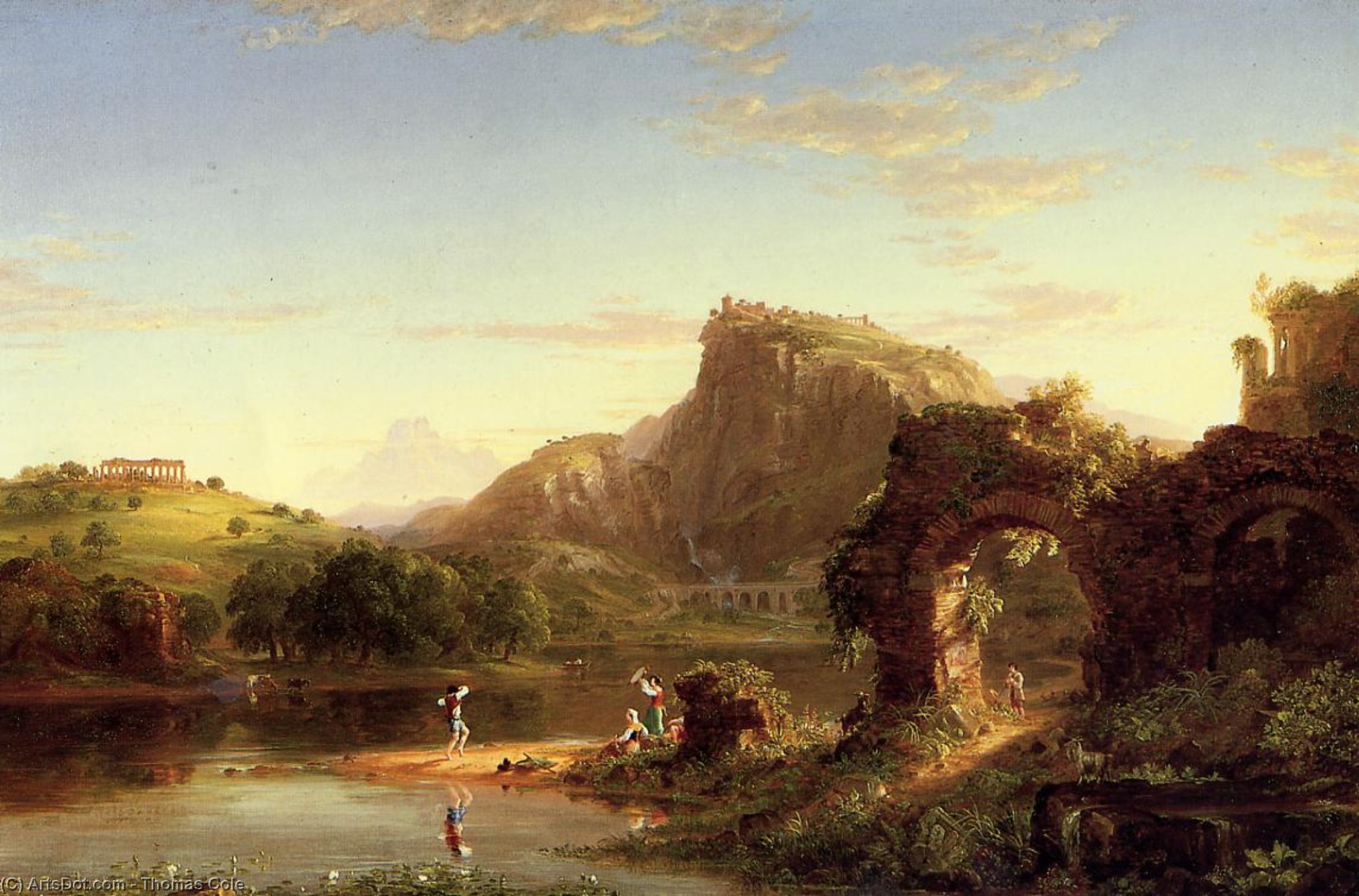 Wikioo.org - The Encyclopedia of Fine Arts - Painting, Artwork by Thomas Cole - L'Allegro (also known as Italian Sunset)