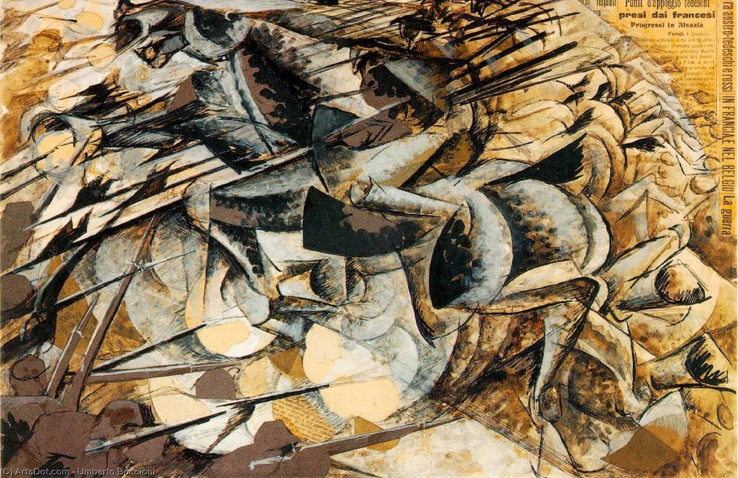 WikiOO.org - Εγκυκλοπαίδεια Καλών Τεχνών - Ζωγραφική, έργα τέχνης Umberto Boccioni - Lancers