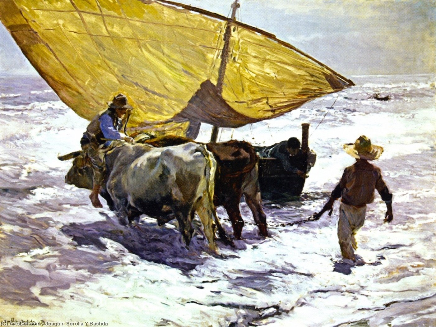 Wikioo.org - The Encyclopedia of Fine Arts - Painting, Artwork by Joaquin Sorolla Y Bastida - Landing the Boat, Valencia