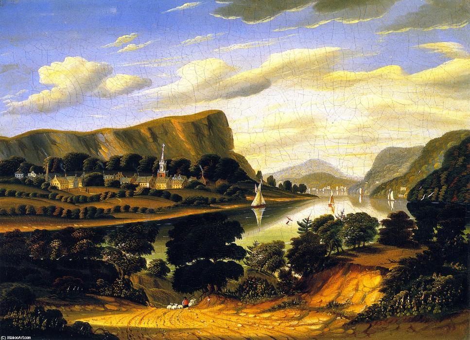 Wikioo.org - The Encyclopedia of Fine Arts - Painting, Artwork by Thomas Chambers - Landscape and the Village of Caldwell