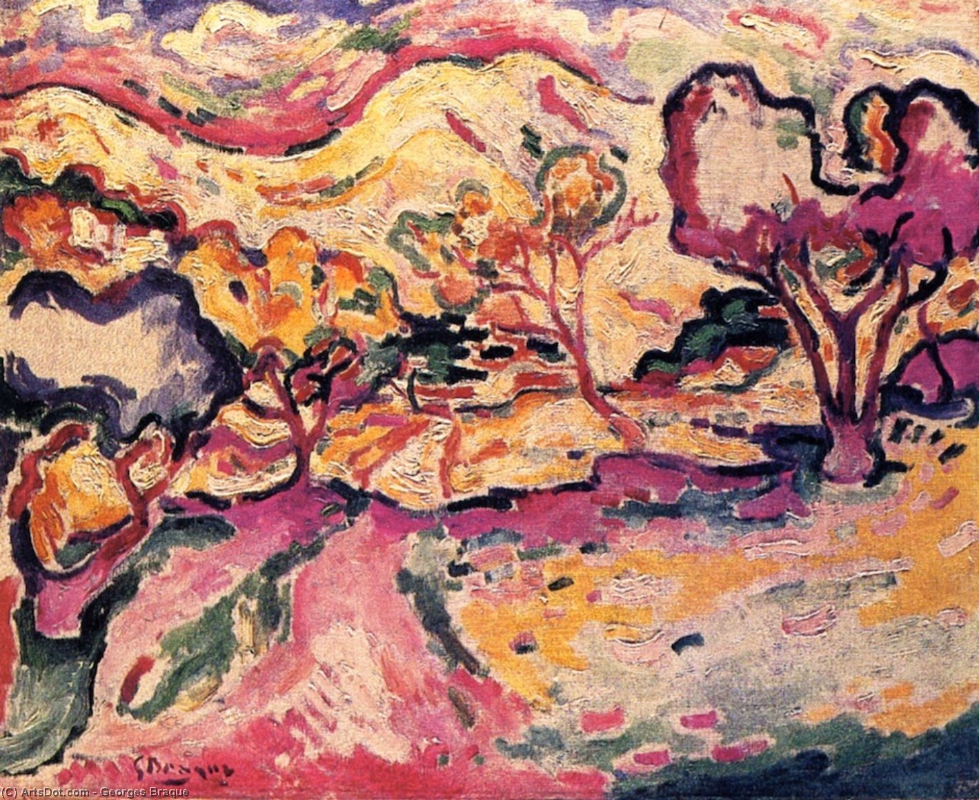 Wikoo.org - موسوعة الفنون الجميلة - اللوحة، العمل الفني Georges Braque - Landscape at Ciotat