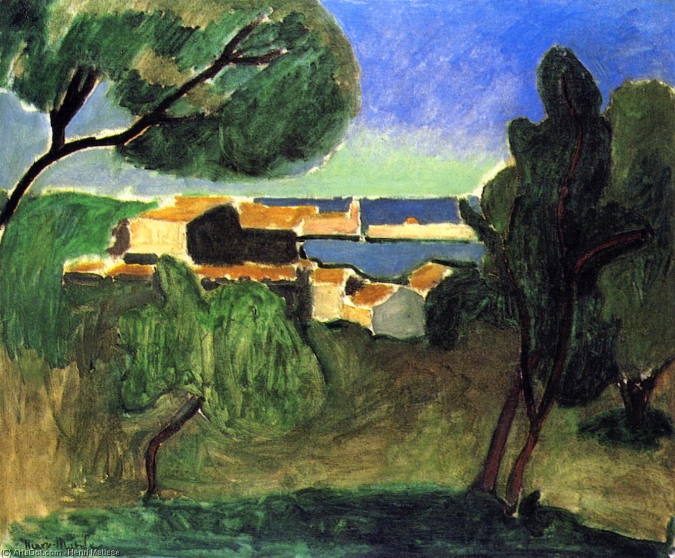 Wikoo.org - موسوعة الفنون الجميلة - اللوحة، العمل الفني Henri Matisse - Landscape at Collioure
