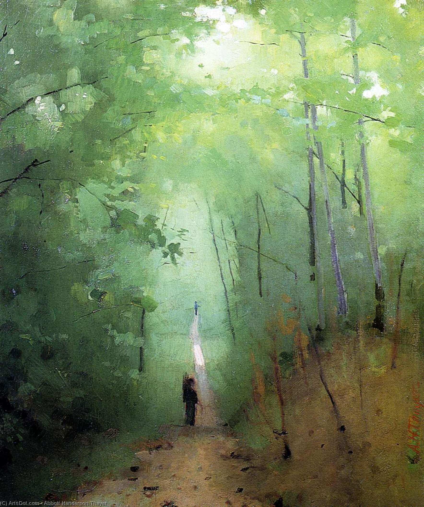 Wikioo.org - The Encyclopedia of Fine Arts - Painting, Artwork by Abbott Handerson Thayer - Landscape at Fontainebleau Forest