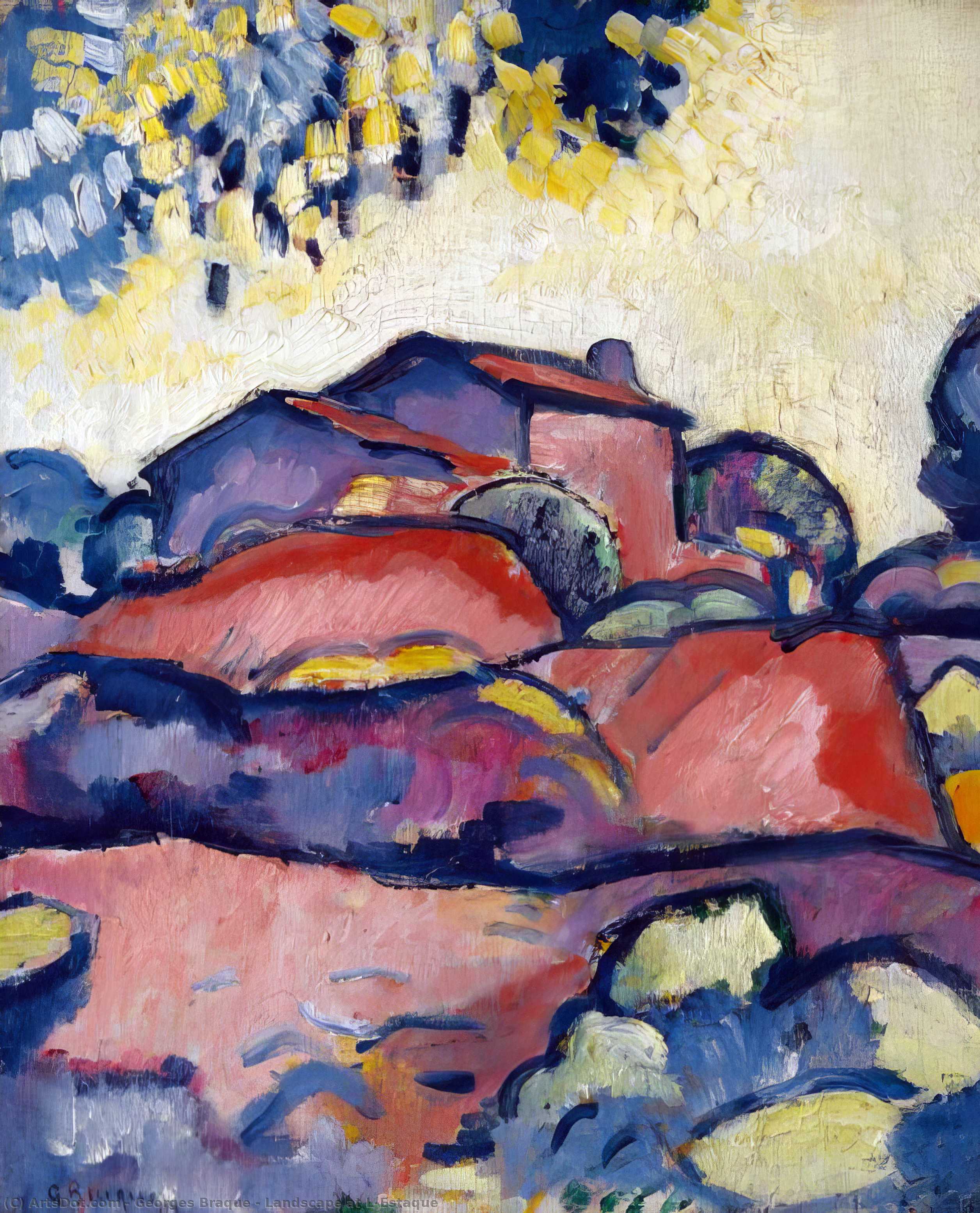 WikiOO.org - Encyclopedia of Fine Arts - Målning, konstverk Georges Braque - Landscape at L'Estaque