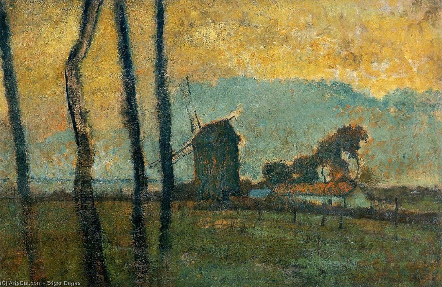 Wikioo.org - สารานุกรมวิจิตรศิลป์ - จิตรกรรม Edgar Degas - Landscape at Saint Valery-sur-Somme
