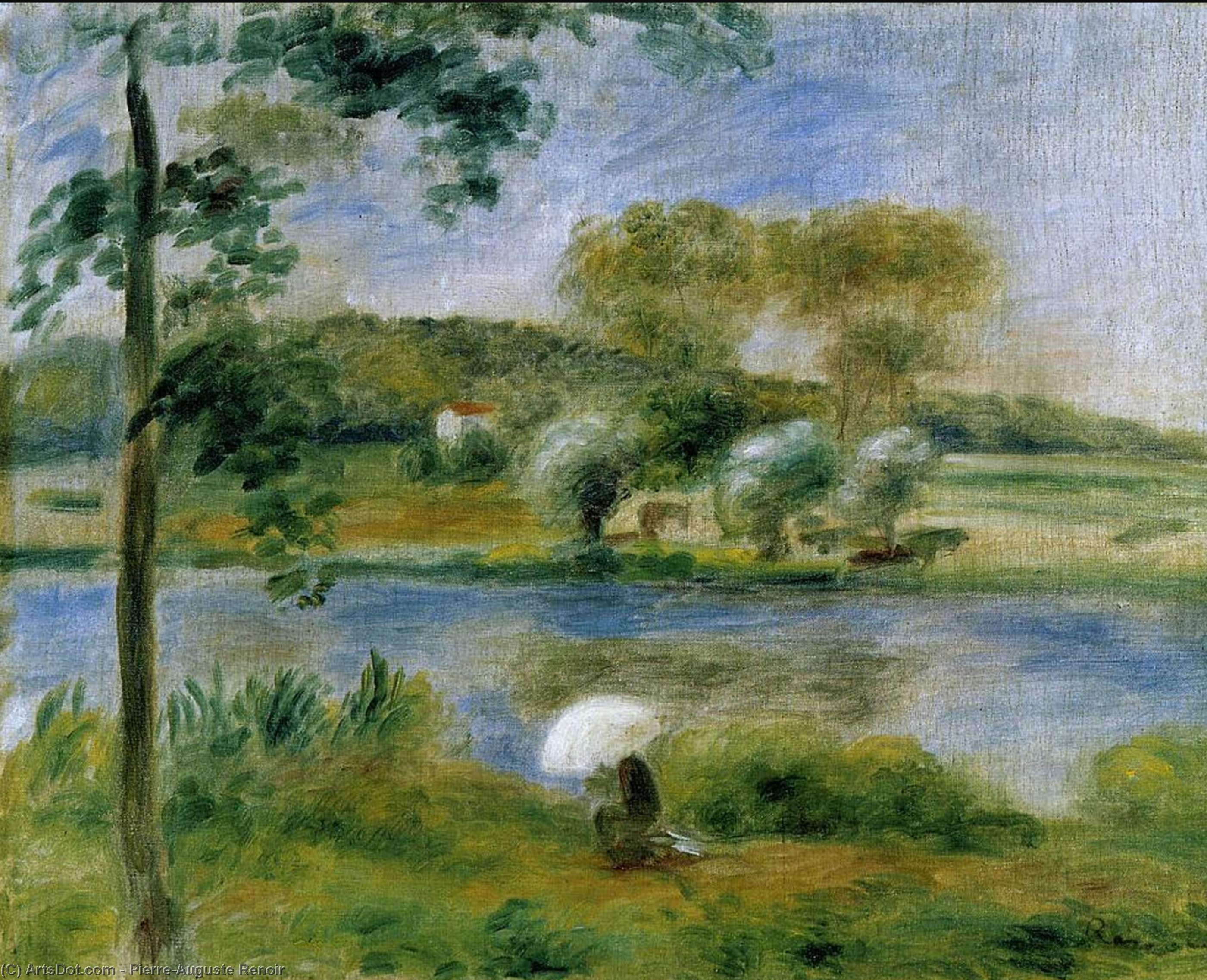 Wikioo.org - The Encyclopedia of Fine Arts - Painting, Artwork by Pierre-Auguste Renoir - Landscape: Banks of the River