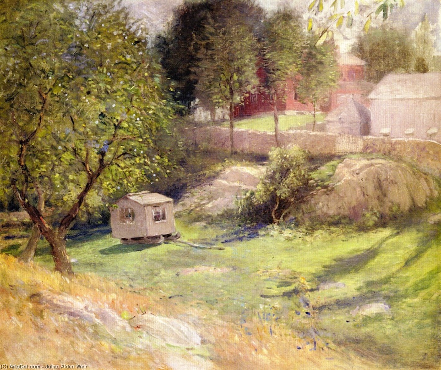 Wikioo.org - The Encyclopedia of Fine Arts - Painting, Artwork by Julian Alden Weir - Landscape: Branchville, the Palace Car