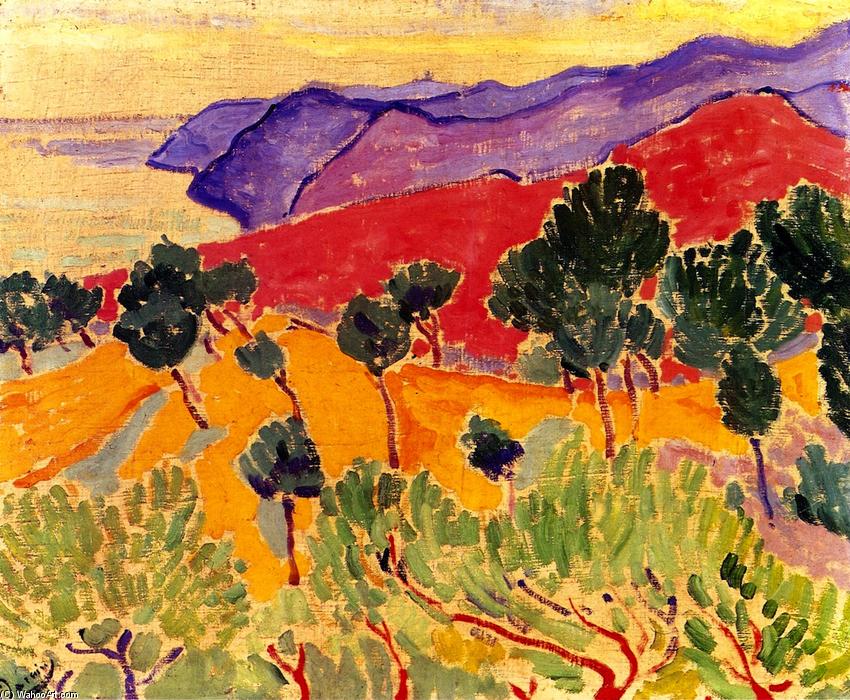 WikiOO.org - 百科事典 - 絵画、アートワーク André Derain - 風景 で 海 : ザー 小屋 d'Azur 近い アゲ