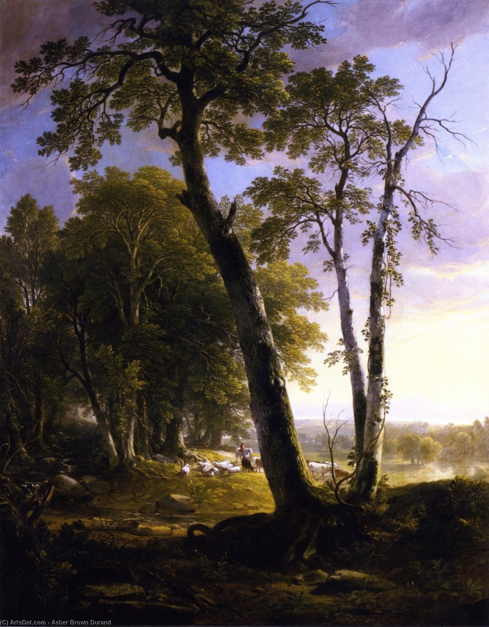 Wikioo.org - The Encyclopedia of Fine Arts - Painting, Artwork by Asher Brown Durand - Landscape, Composition, Afternoon, In the Woods