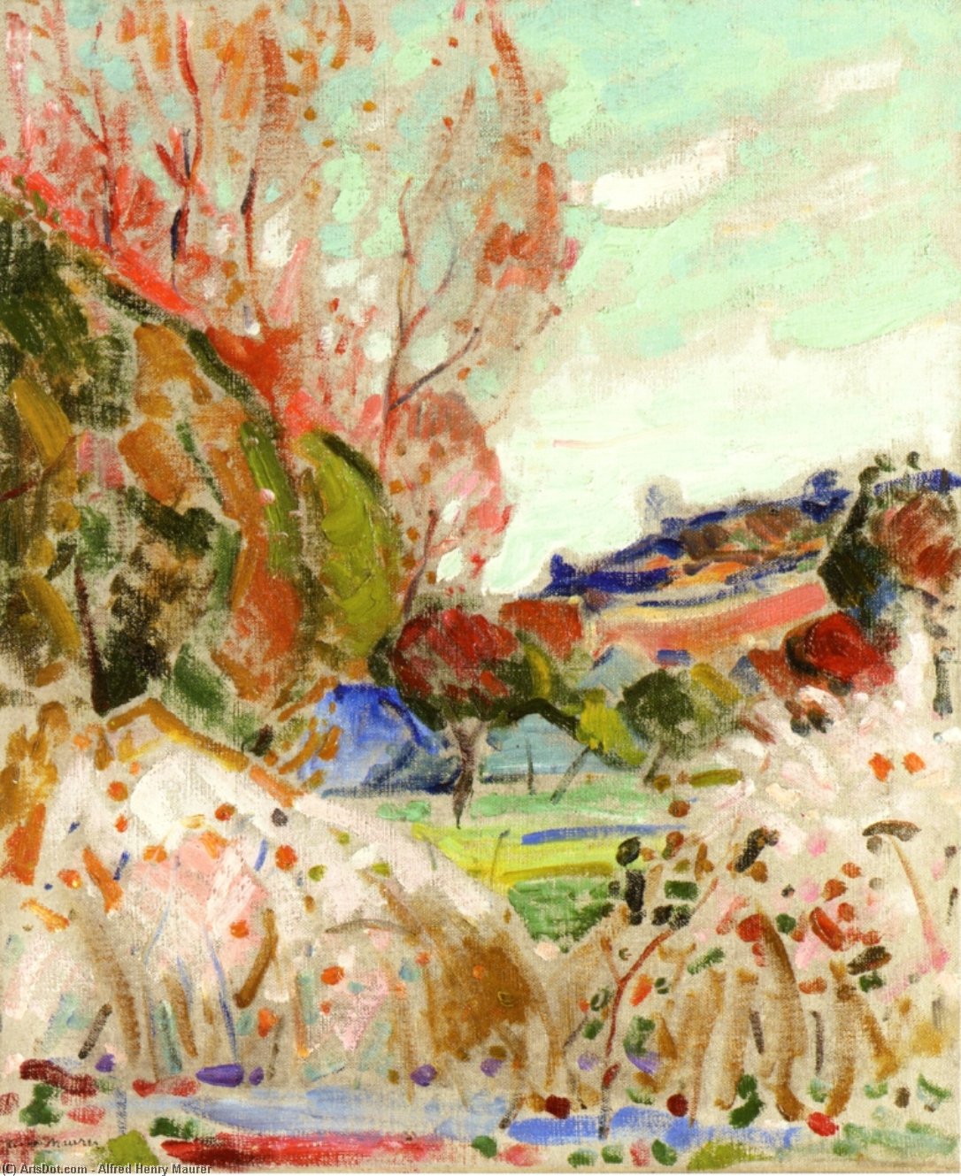 Wikioo.org - Die Enzyklopädie bildender Kunst - Malerei, Kunstwerk von Alfred Henry Maurer - landschaft in grün und rosa