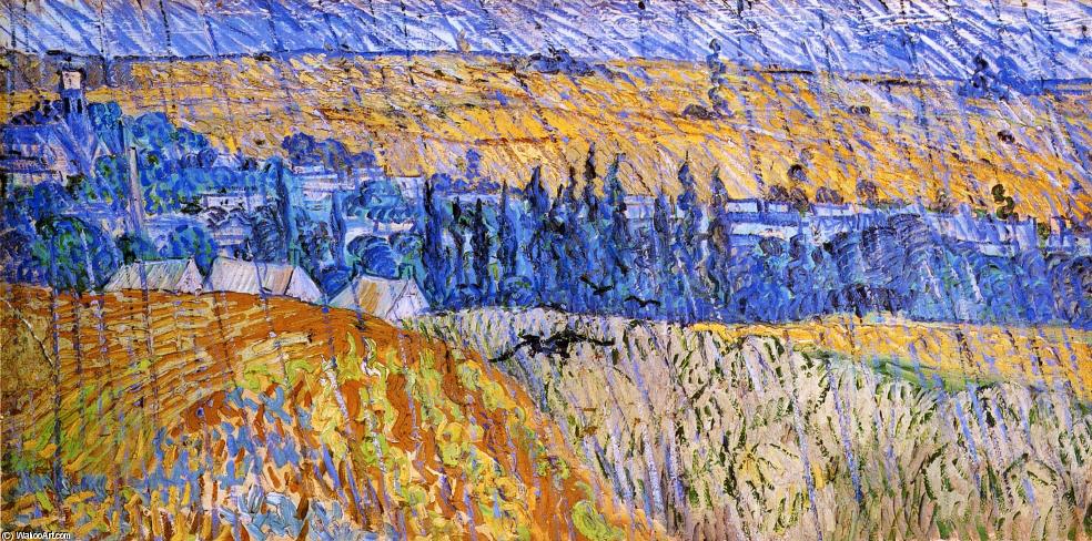 Wikoo.org - موسوعة الفنون الجميلة - اللوحة، العمل الفني Vincent Van Gogh - Landscape in the Rain