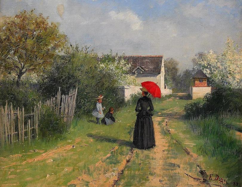 Wikioo.org - The Encyclopedia of Fine Arts - Painting, Artwork by Elin Kleopatra Danielson Gambogi - Landscape in spring (also known as Going to church)