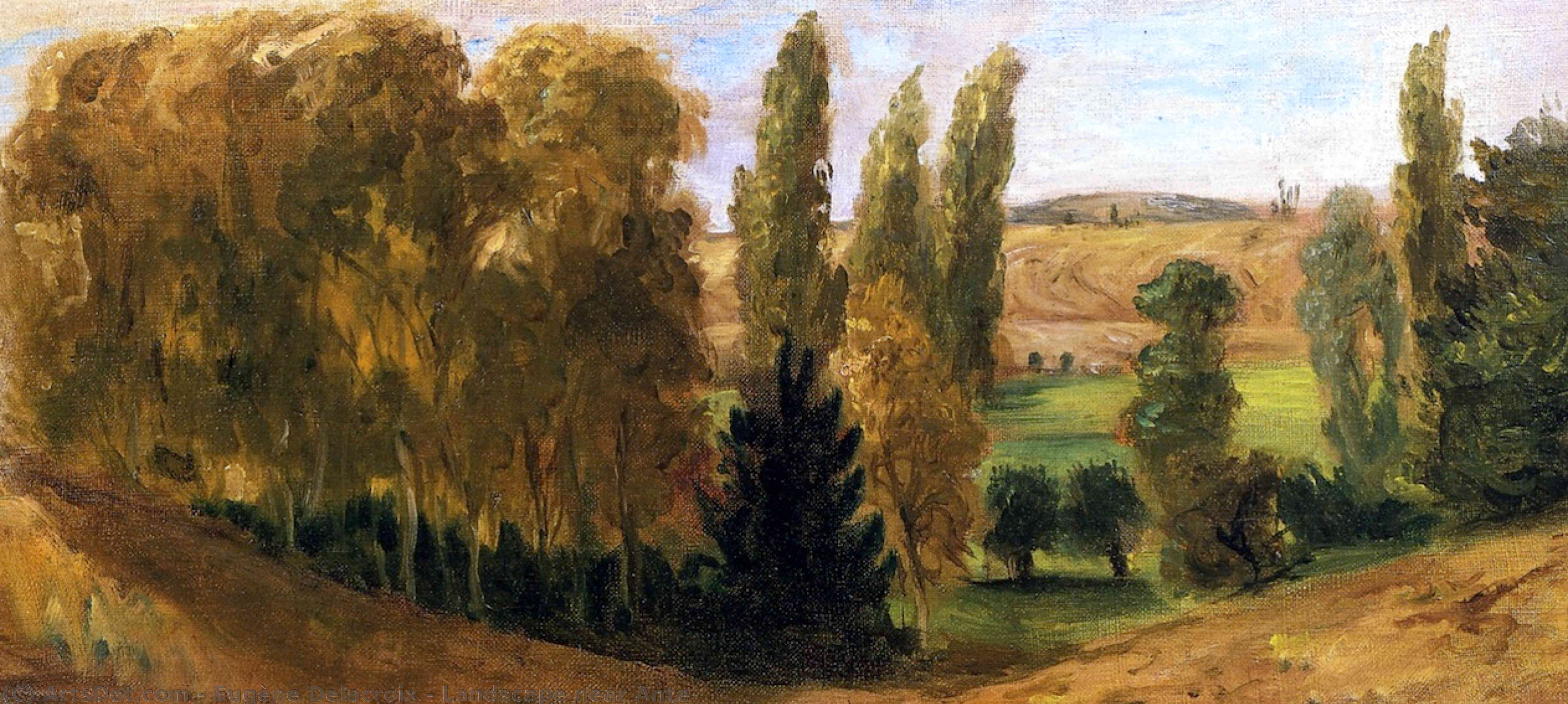 Wikioo.org - สารานุกรมวิจิตรศิลป์ - จิตรกรรม Eugène Delacroix - Landscape near Ante