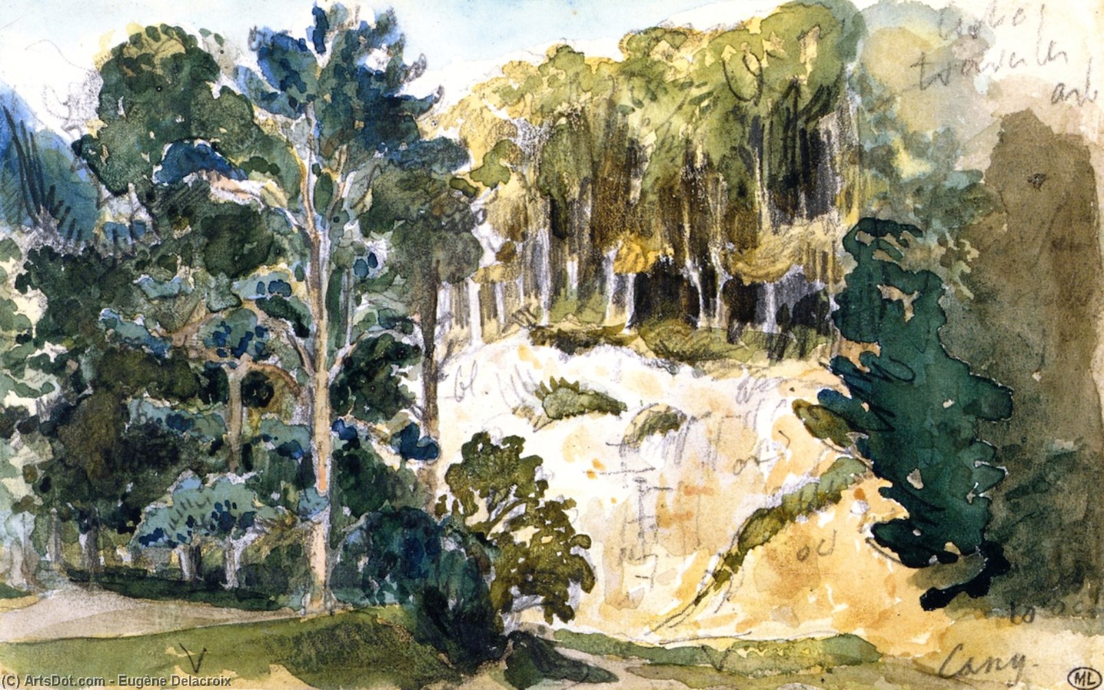 WikiOO.org - Енциклопедия за изящни изкуства - Живопис, Произведения на изкуството Eugène Delacroix - Landscape near Cany