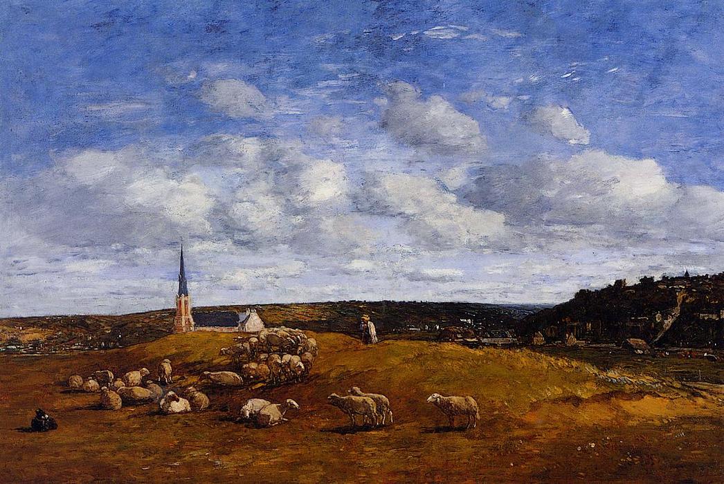 Wikioo.org - The Encyclopedia of Fine Arts - Painting, Artwork by Eugène Louis Boudin - Landscape near Deauville