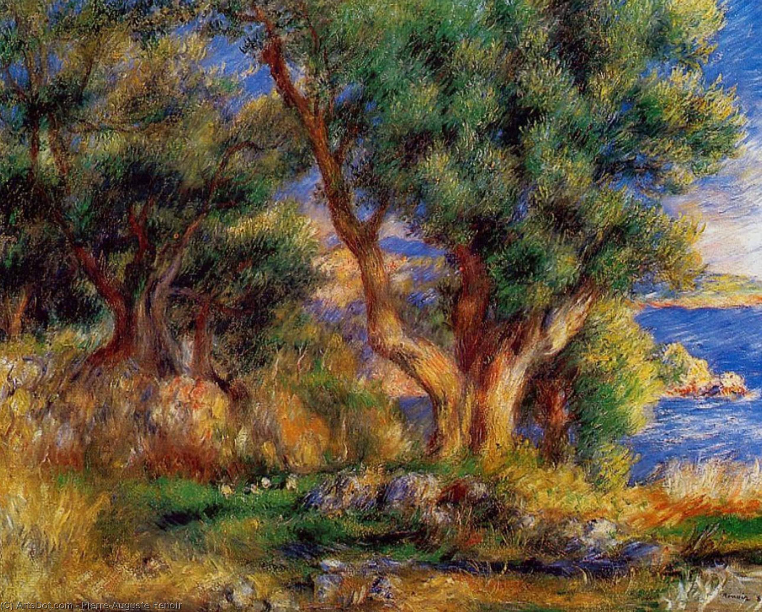 Wikoo.org - موسوعة الفنون الجميلة - اللوحة، العمل الفني Pierre-Auguste Renoir - Landscape near Menton