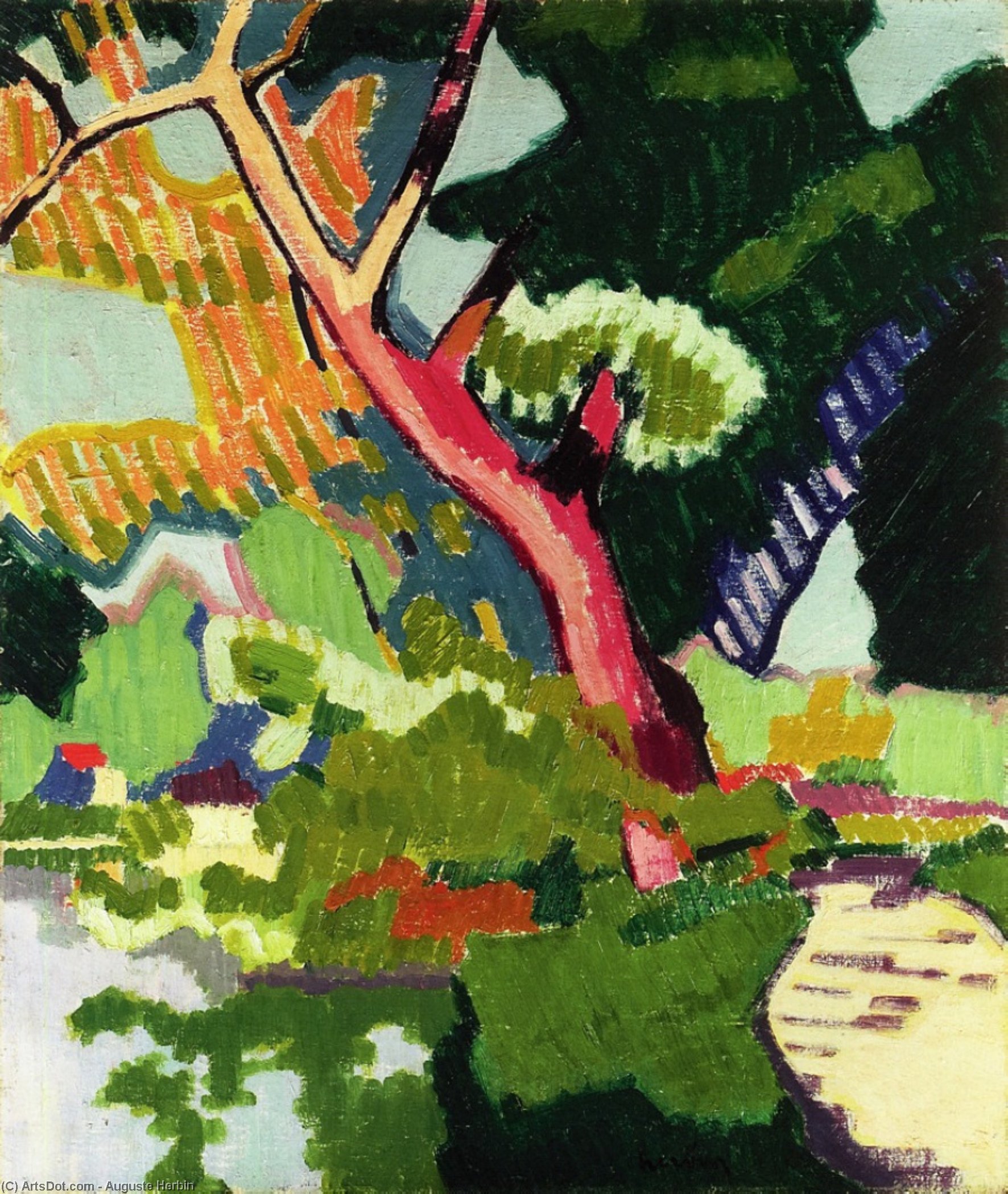 WikiOO.org - دایره المعارف هنرهای زیبا - نقاشی، آثار هنری Auguste Herbin - Landscape of a Waterway