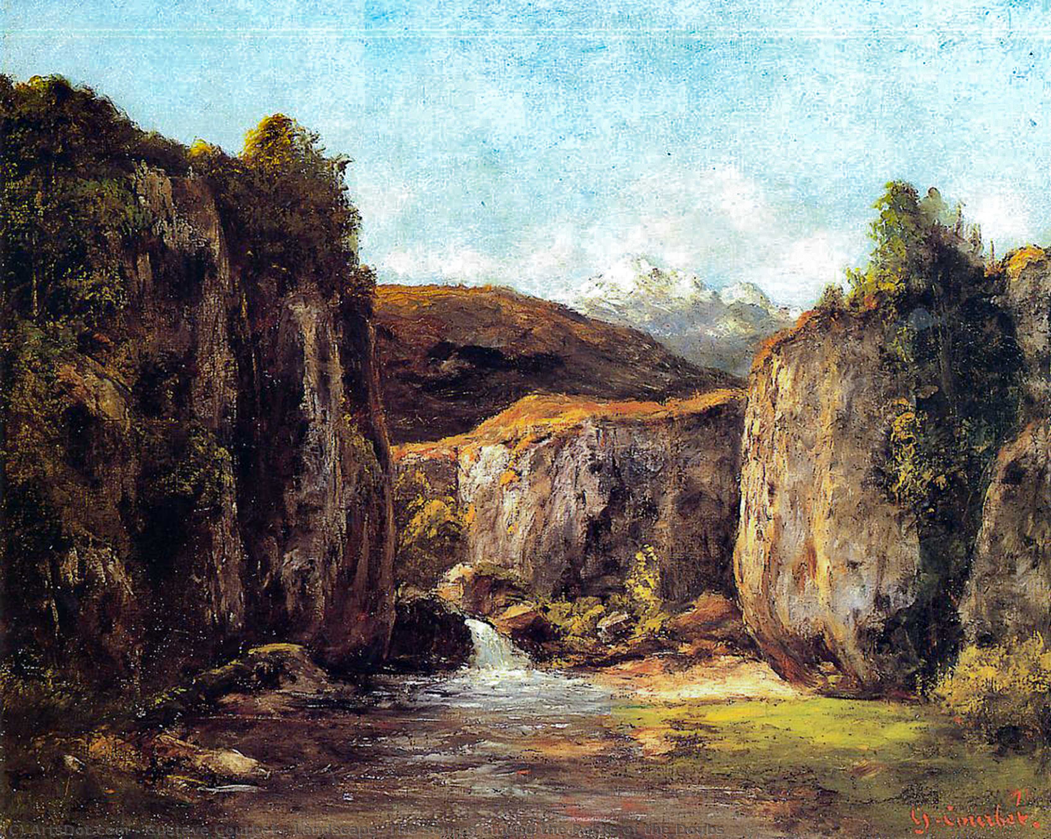 Wikioo.org – L'Enciclopedia delle Belle Arti - Pittura, Opere di Gustave Courbet - Paesaggio : il fonte tra le rocce del Doubs
