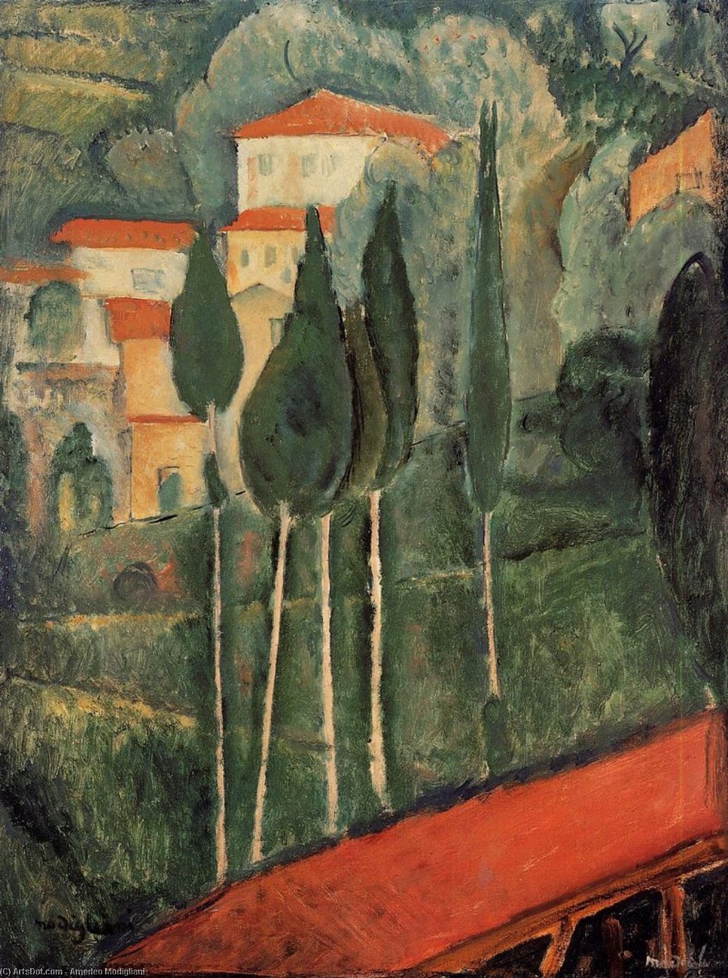 WikiOO.org - Enciklopedija dailės - Tapyba, meno kuriniai Amedeo Modigliani - Landscape, Southern France