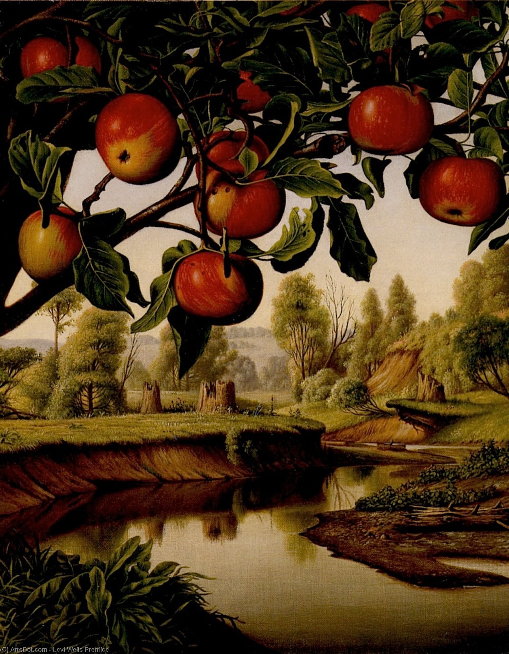 Wikioo.org - The Encyclopedia of Fine Arts - Painting, Artwork by Levi Wells Prentice - Landscape with Apple Tree