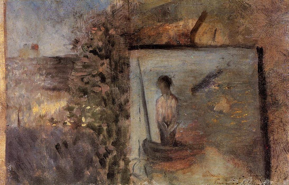 WikiOO.org - Енциклопедия за изящни изкуства - Живопис, Произведения на изкуството Georges Pierre Seurat - Landscape with Copy after 'Le Pauvre Pecheur'