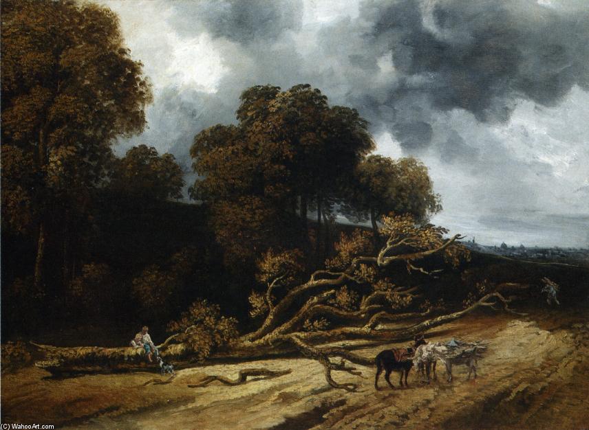 Wikioo.org – L'Enciclopedia delle Belle Arti - Pittura, Opere di Georges Michel - un paesaggio con  Caduto  alberi
