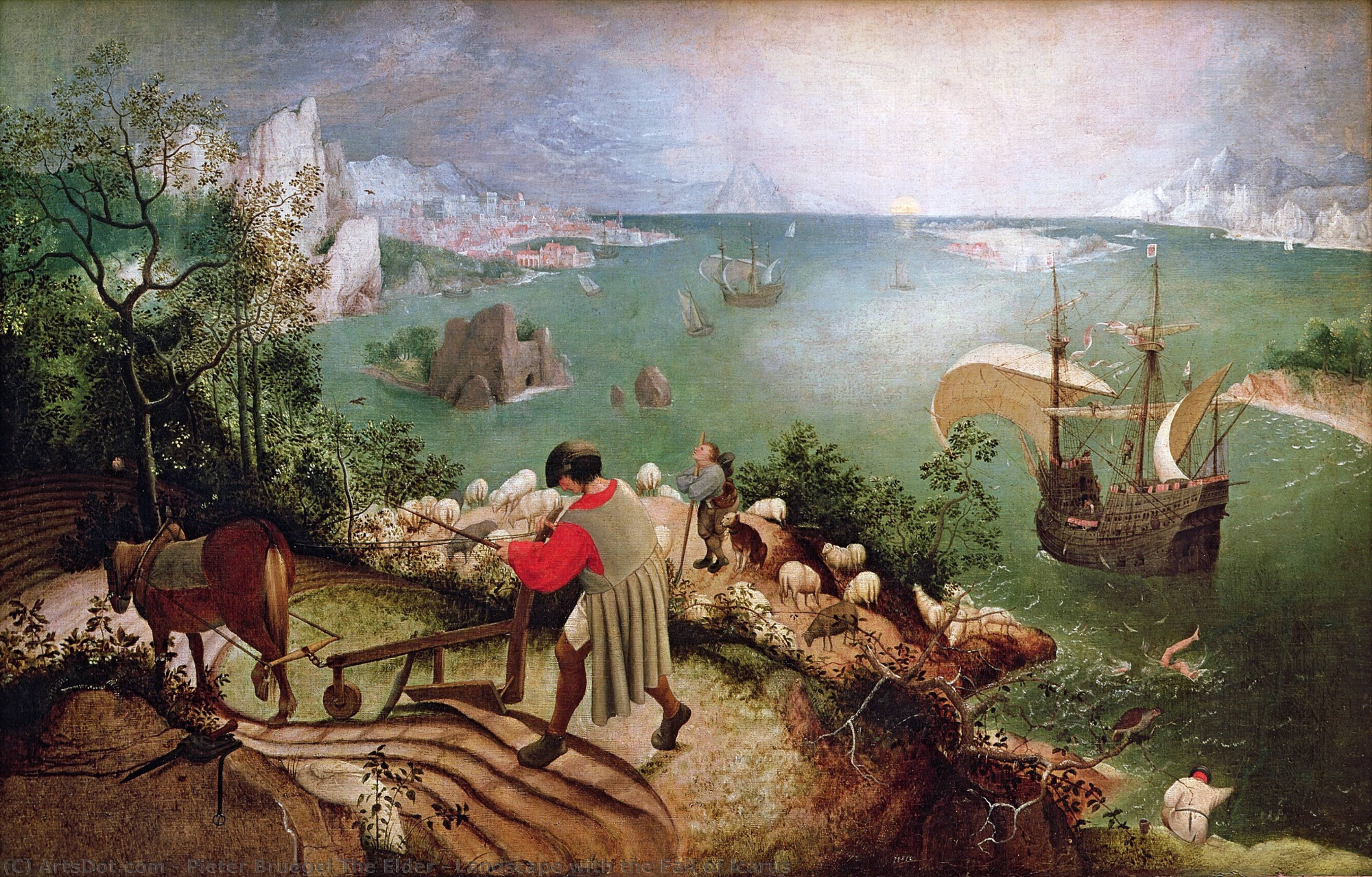Wikioo.org - The Encyclopedia of Fine Arts - Painting, Artwork by Pieter Bruegel The Elder - Landscape with the Fall of Icarus