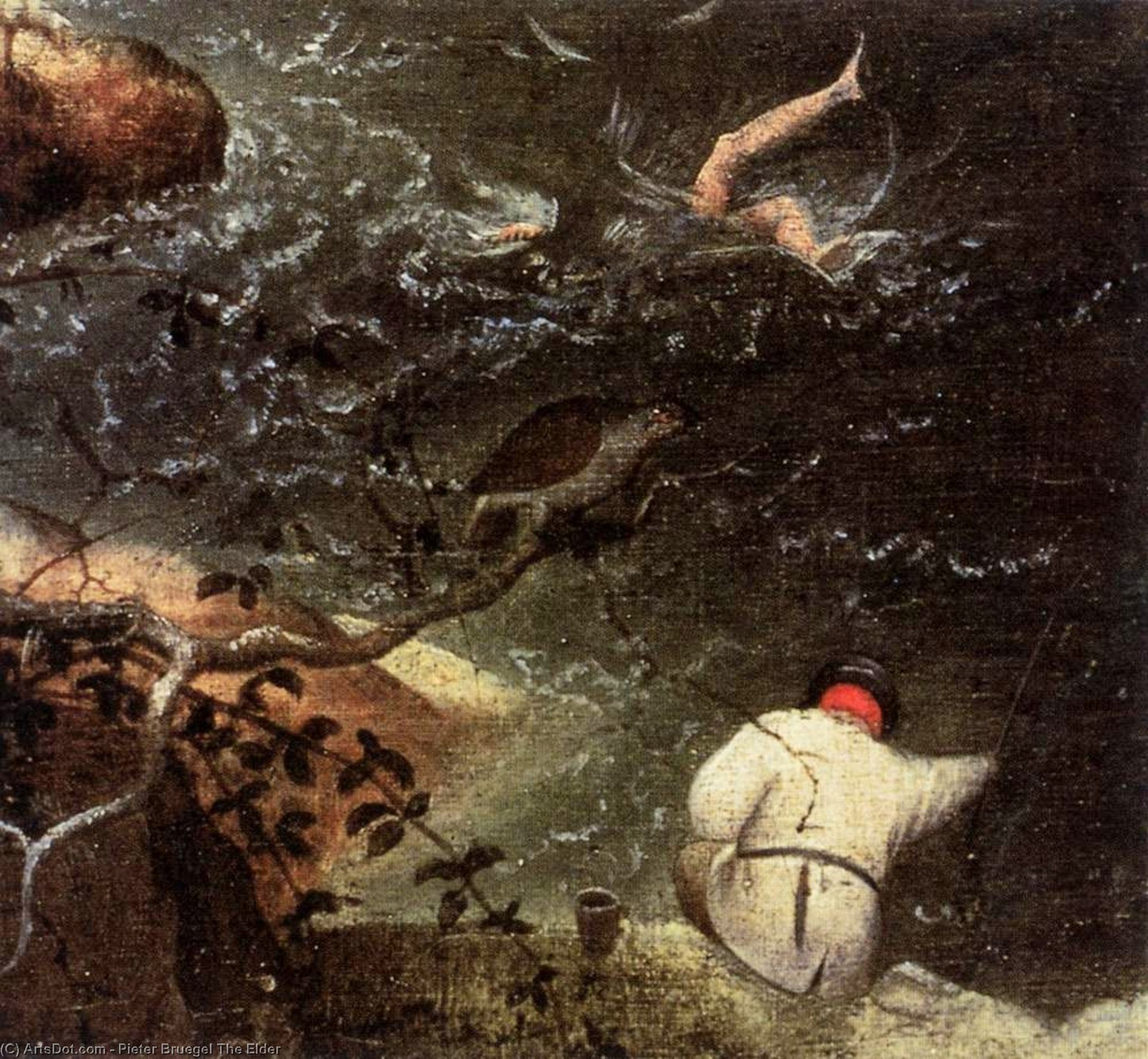 WikiOO.org - دایره المعارف هنرهای زیبا - نقاشی، آثار هنری Pieter Bruegel The Elder - Landscape with the Fall of Icarus (detail)