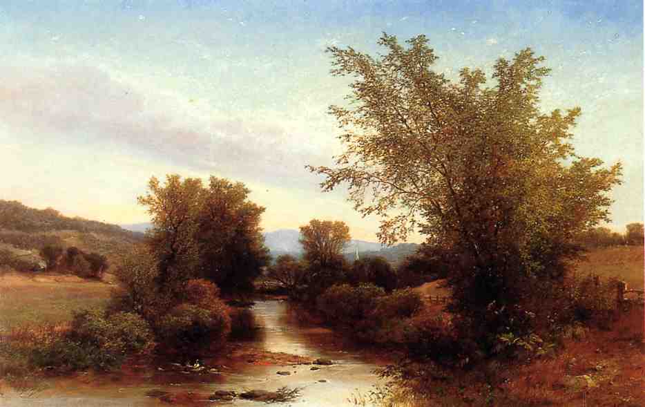 Wikioo.org - The Encyclopedia of Fine Arts - Painting, Artwork by Albert Fitch Bellows - Landscape with Footbridge