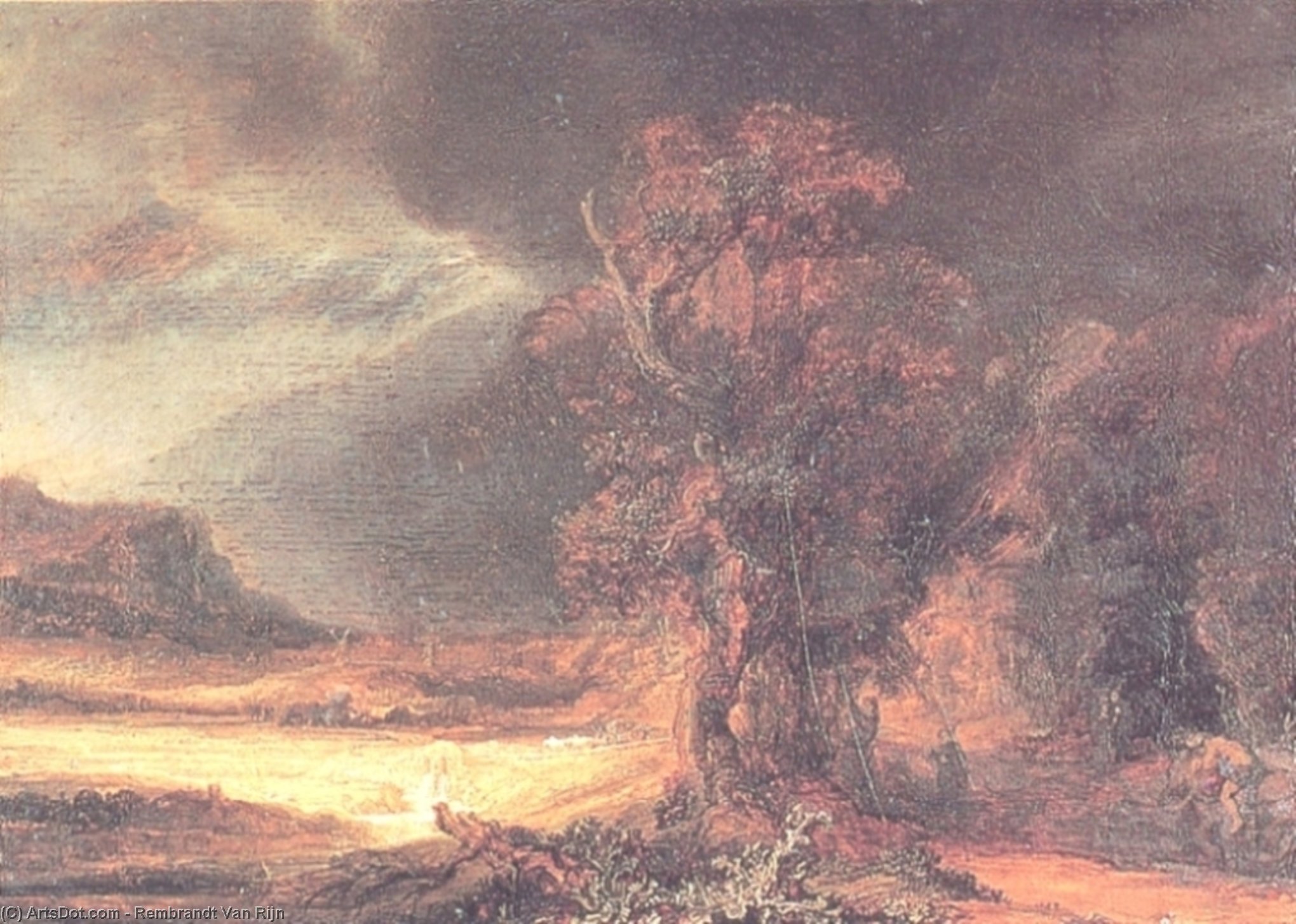 Wikioo.org – L'Enciclopedia delle Belle Arti - Pittura, Opere di Rembrandt Van Rijn - Paesaggio con il bene Smaritan