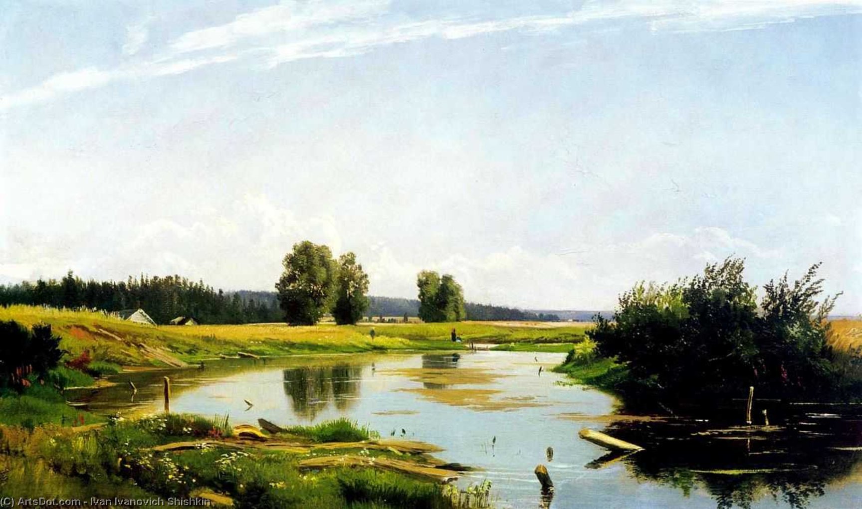 WikiOO.org – 美術百科全書 - 繪畫，作品 Ivan Ivanovich Shishkin - 风景  与 a  湖