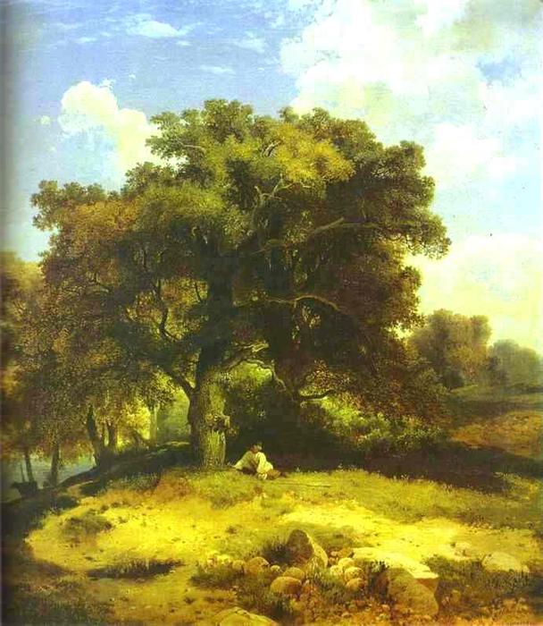 Wikioo.org - The Encyclopedia of Fine Arts - Painting, Artwork by Alexei Kondratyevich Savrasov - Landscape with Oaks