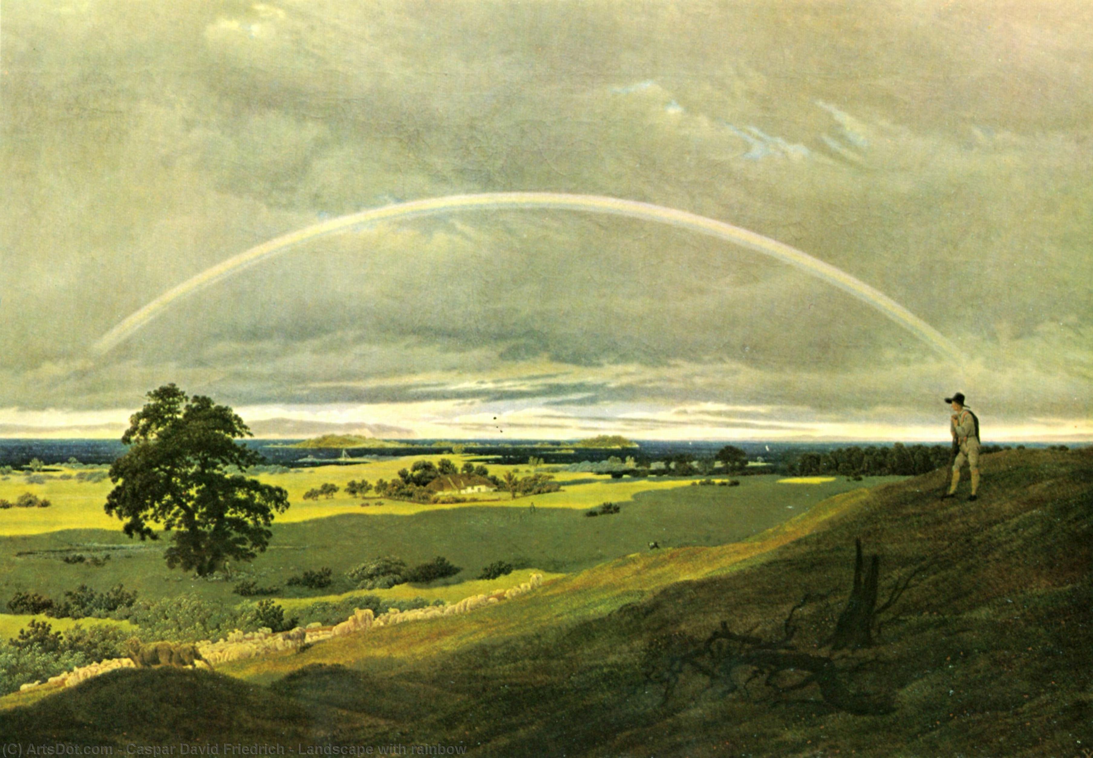 WikiOO.org - Güzel Sanatlar Ansiklopedisi - Resim, Resimler Caspar David Friedrich - Landscape with rainbow